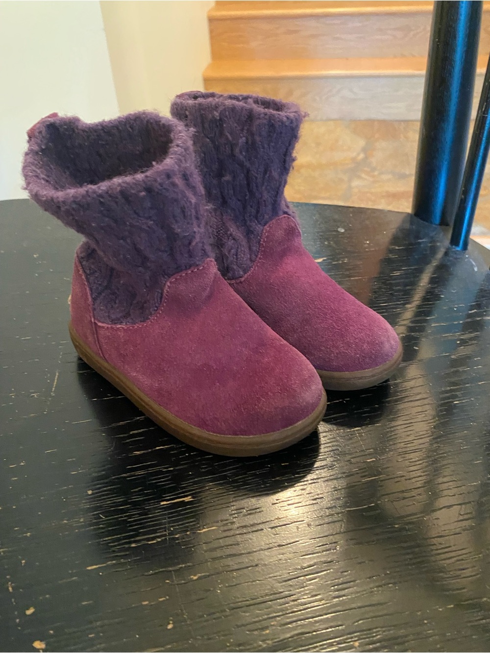 UGG Kids Purple Suede Knit Cuff Boots